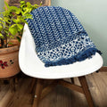 Handmade Indigo Throw with Seedha Arrows Design for Home Decor