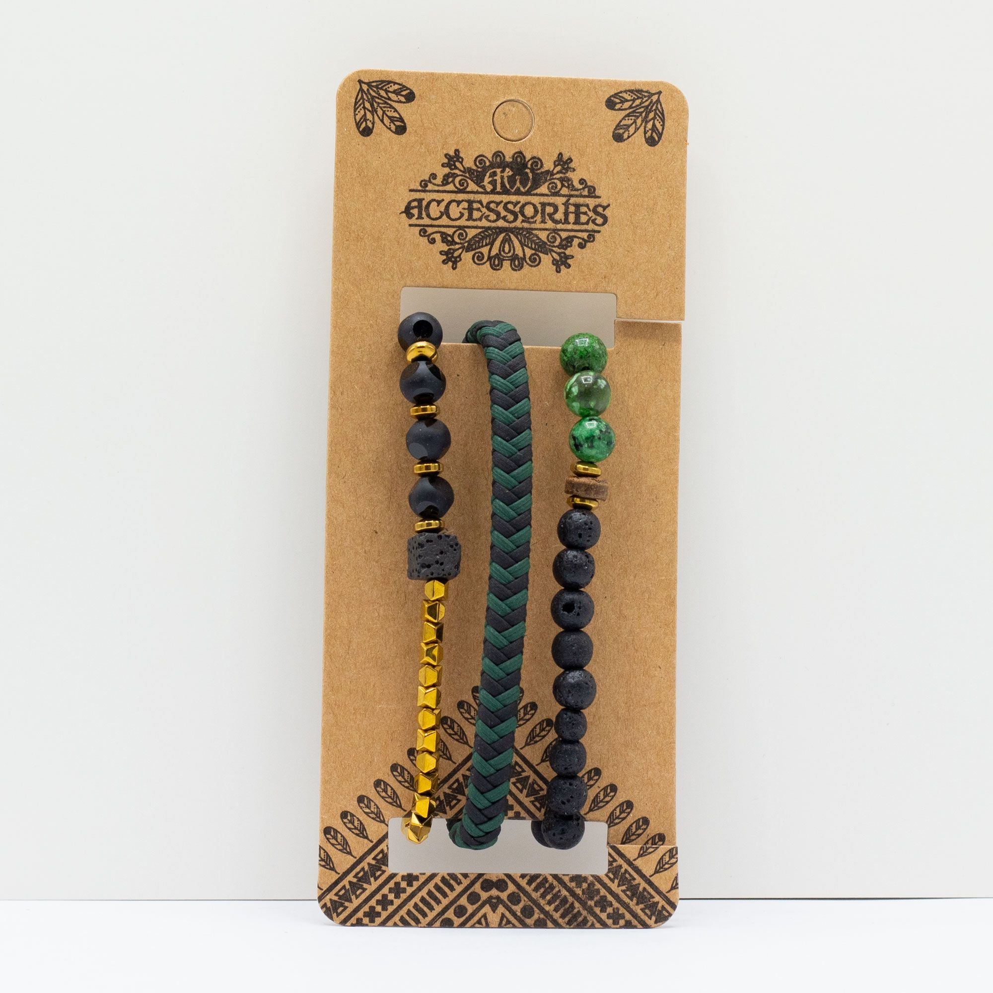 Mens Premium Bracelet Sets in Outdoor Greens for Rugged Style