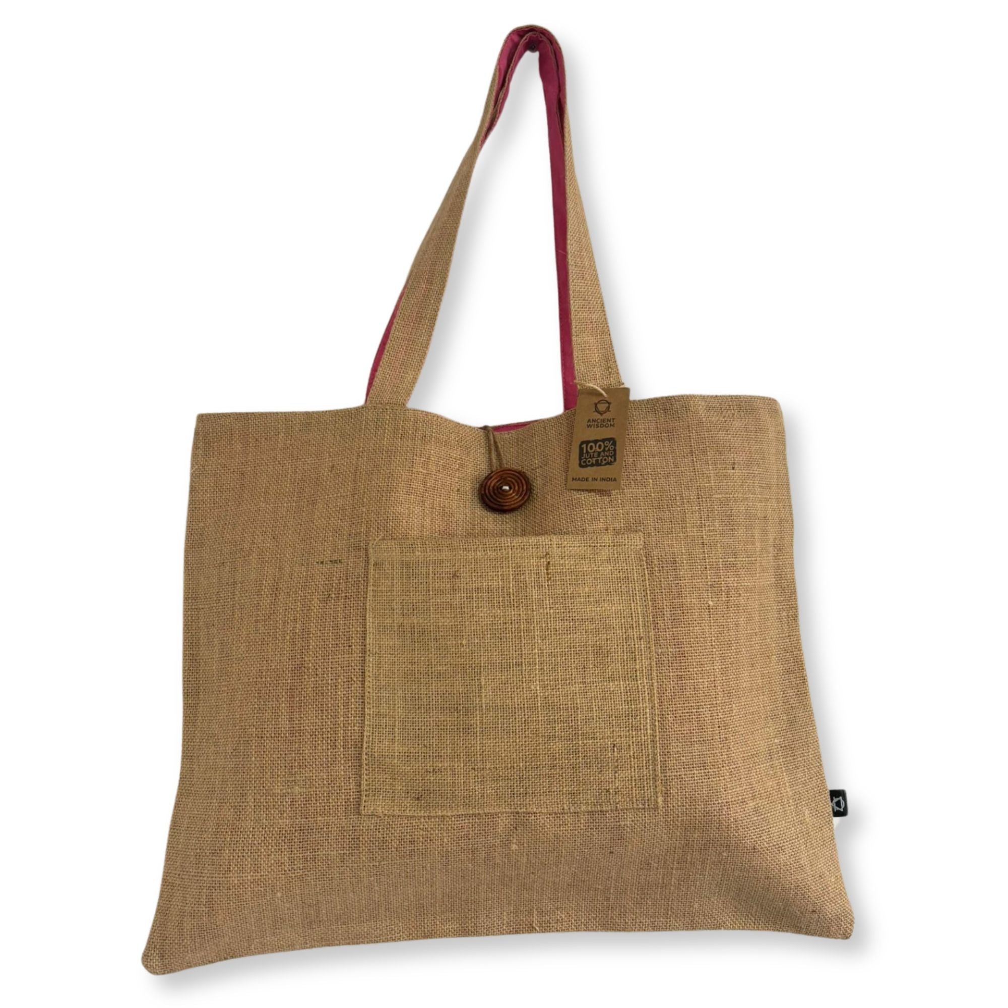 Jute & Cotton Reversible Big Bag in Pink for Versatile Use
