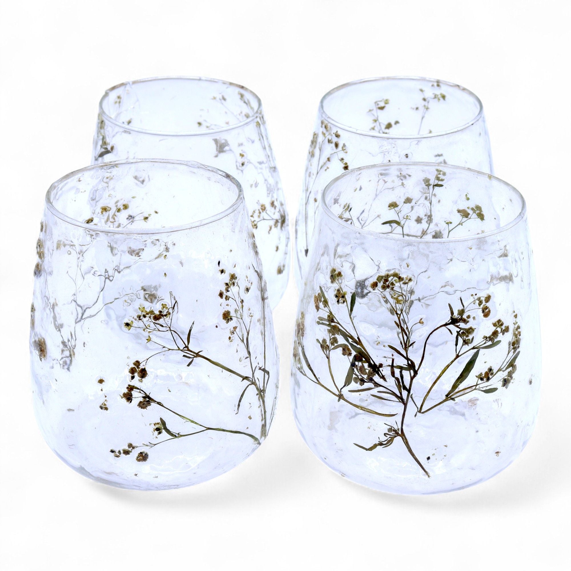 Natural Floral Glass Candle Holder Margarita for Home Decor