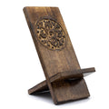 Wooden Carved Phone Stand with Mandala Design for Stylish Use