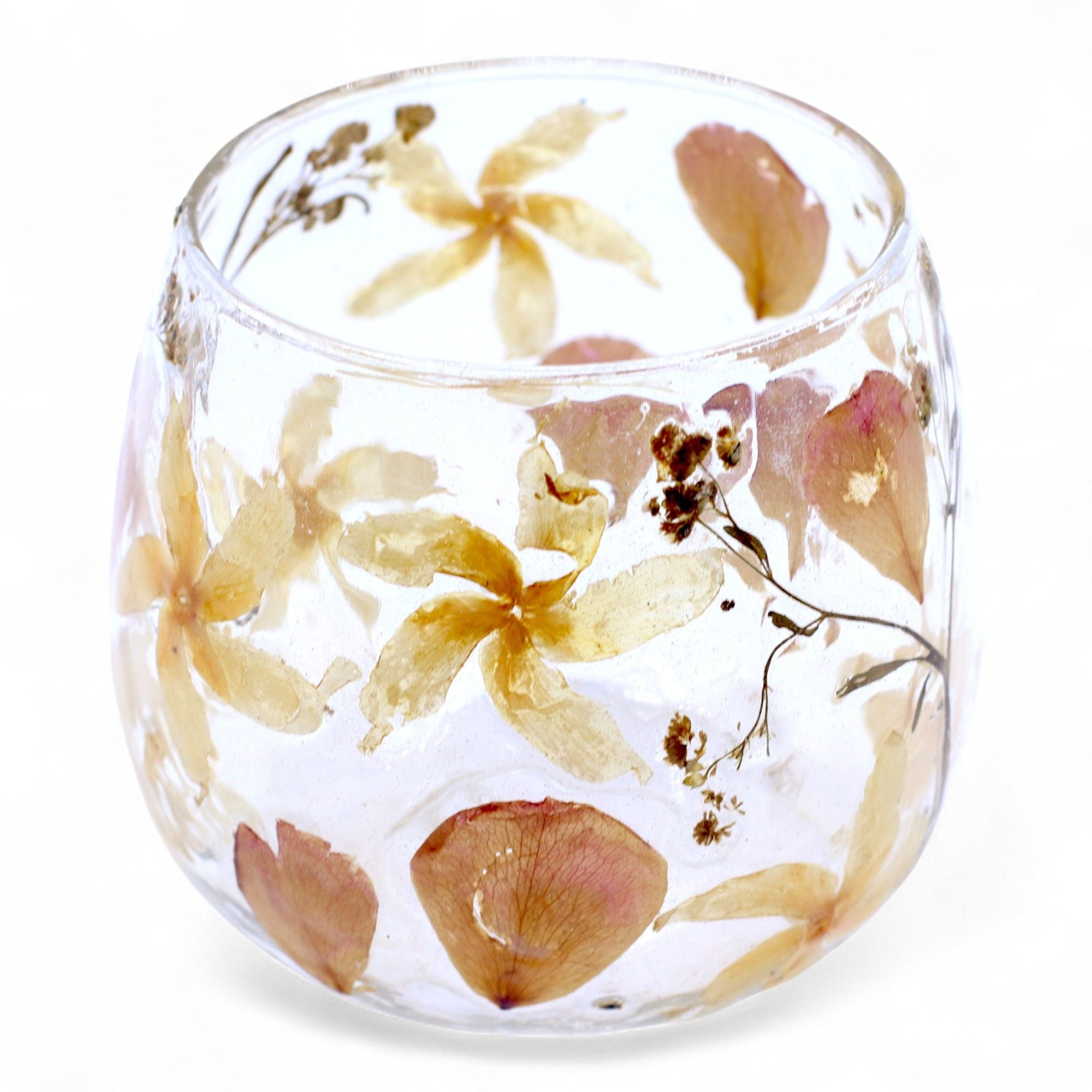 Natural Floral Glass Candle Holder Rosa for Home Decor Elegance