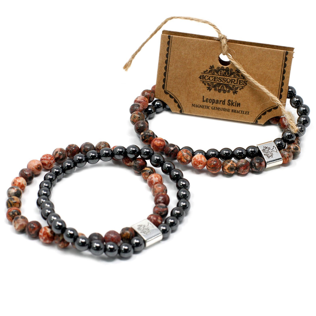 Magnetic Gemstone Bracelet in Leopard Skin for Fashion Appeal