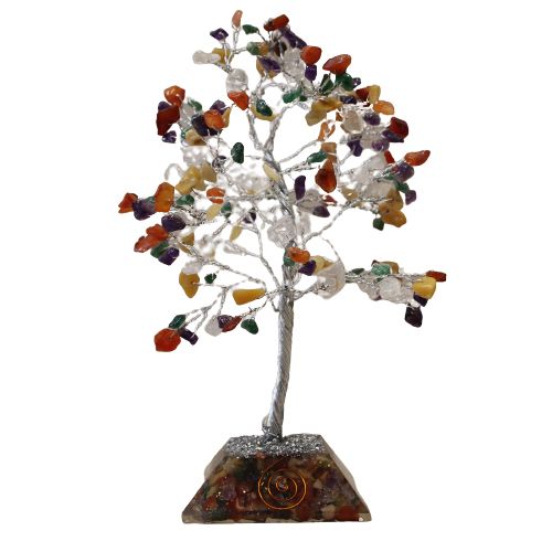 Gemstone Tree with Orgonite Base Featuring 160 Unique Stones