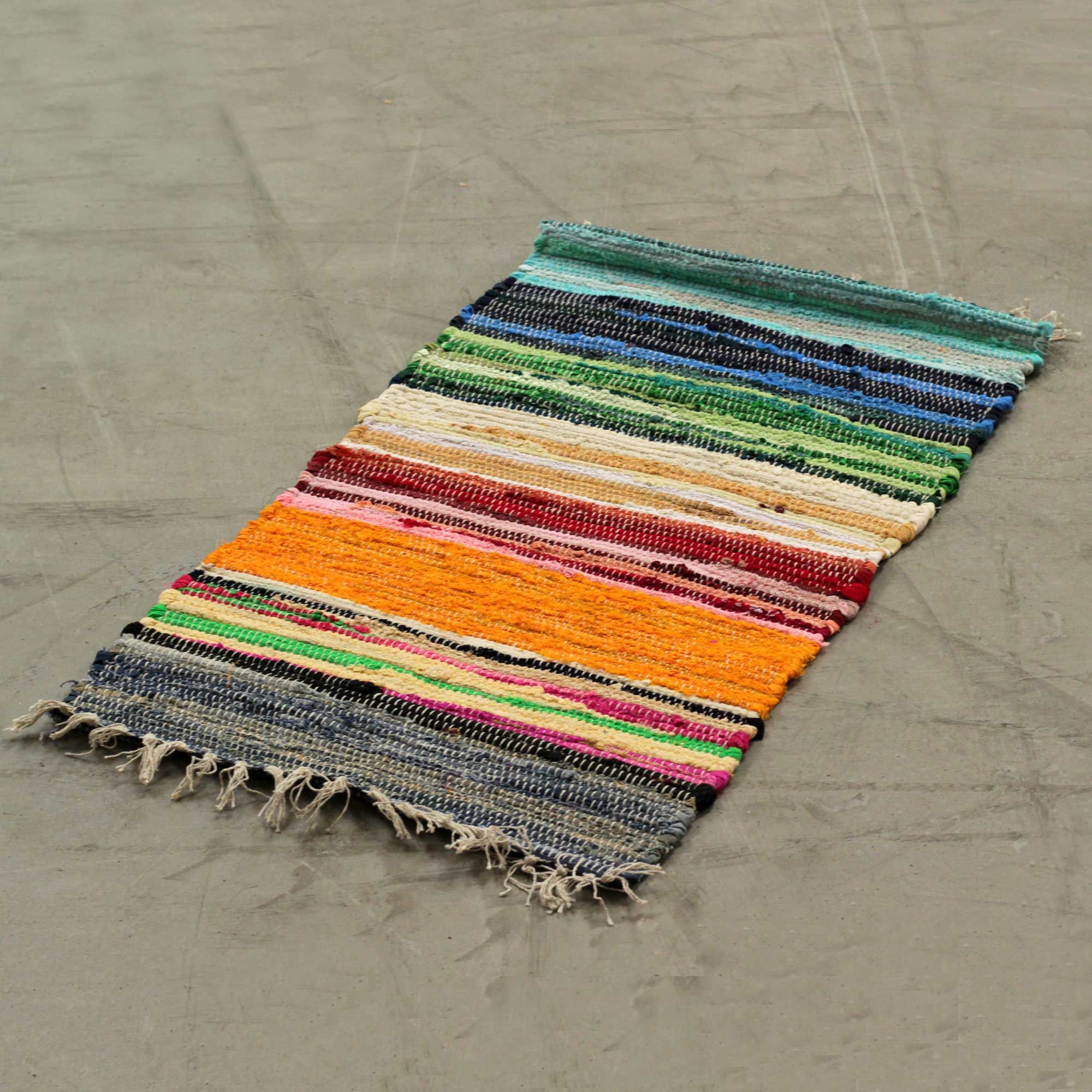 Large Rag Rug in Vibrant Rainbow Colours for Home Decor 150x90cm