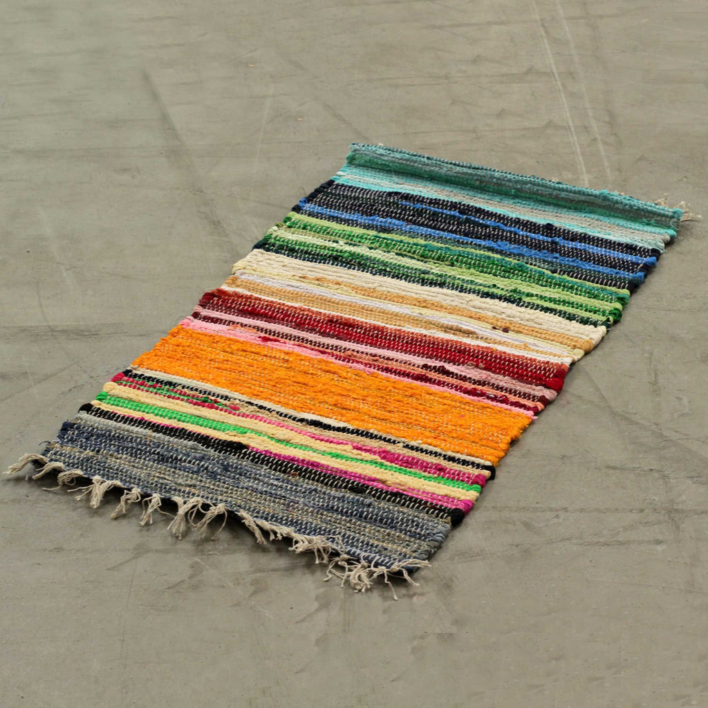 Small Rag Rug in Vibrant Rainbow Colours for Home Decor 50x90cm