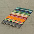 Small Rag Rug in Vibrant Rainbow Colours for Home Decor 50x90cm