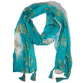 Nomad Sari Summer Turtle Print Scarf in Turquoise 180x50 cm