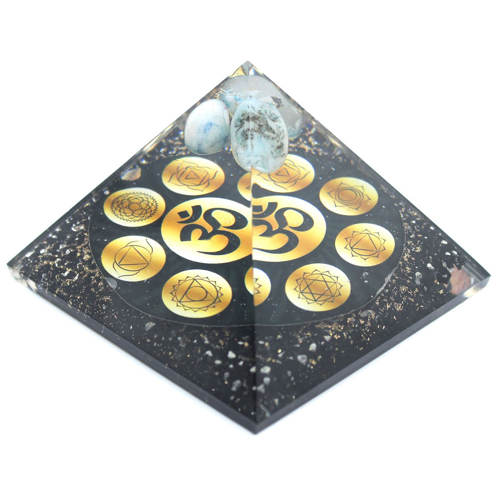 Orgonite Pyramid Midnight Om Chakra Unique Decorative Home Accent
