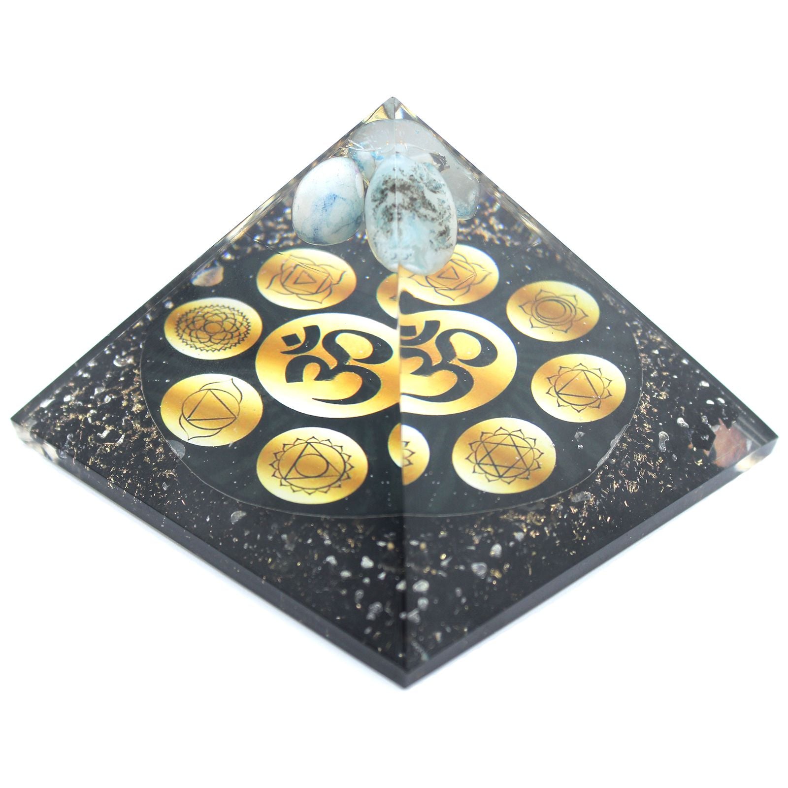 Orgonite Pyramid Midnight Om Chakra Unique Decorative Home Accent
