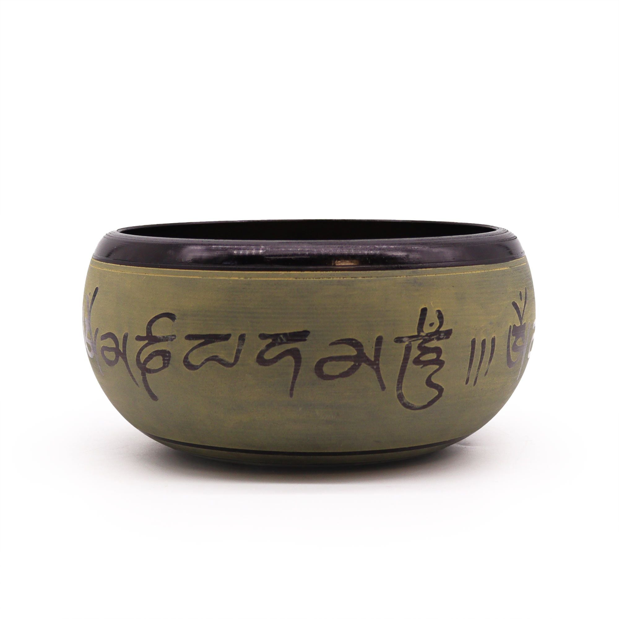 Earth Powder Singing Bowl with Mantra Five Buddha Design 16cm