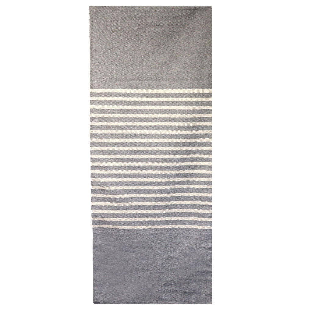 Stylish Grey Indian Cotton Rug 70x170cm for Home and Yoga Use