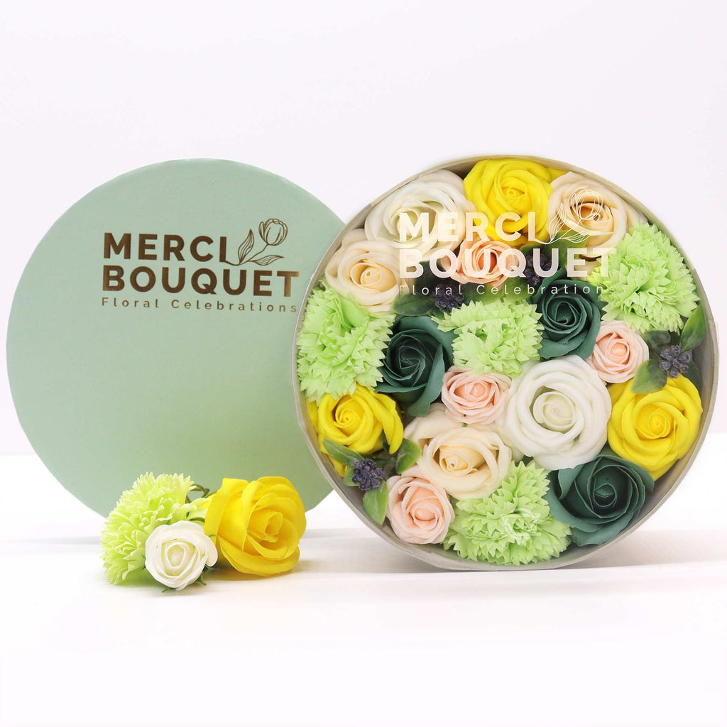 Round Box Spring Celebrations Gift Set in Bright Yellow and Green