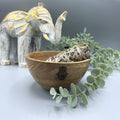 Wooden Smudge Bowl with Hamsa Design for Ritual Offerings