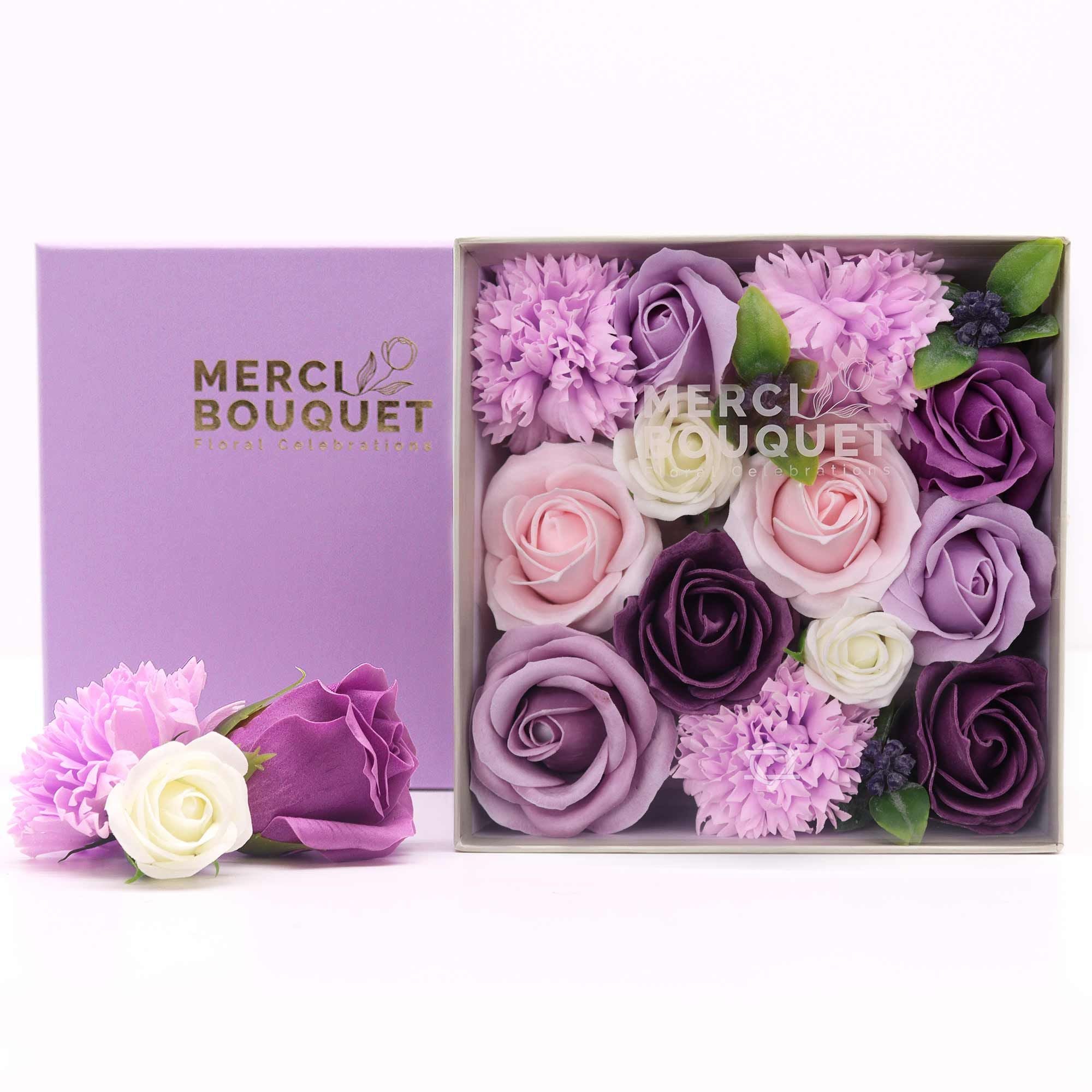 Square Box of Lavender Roses and Carnations for Thoughtful Gifting
