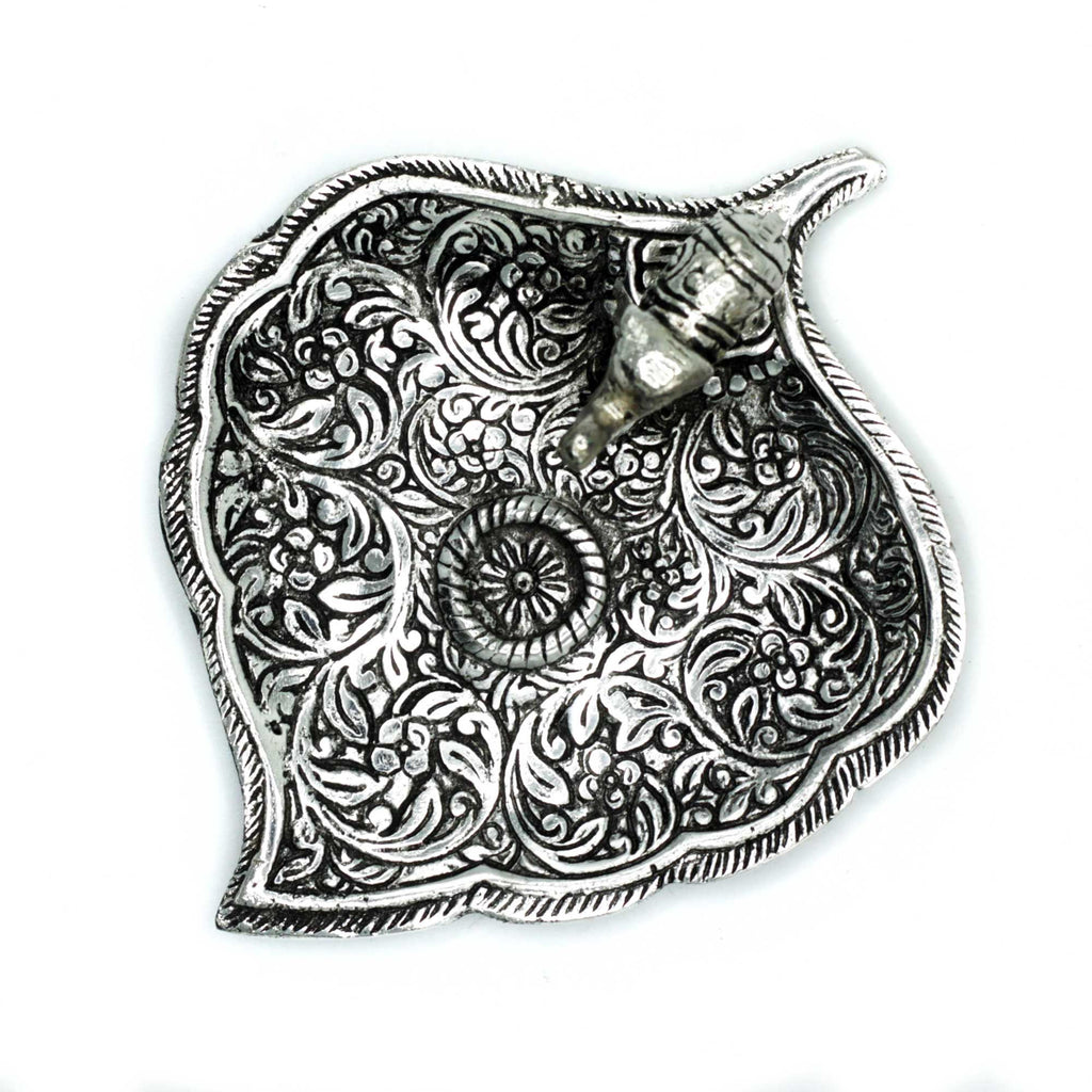Polished Aluminium Elephant Leaf Incense Holder for Unique Decor