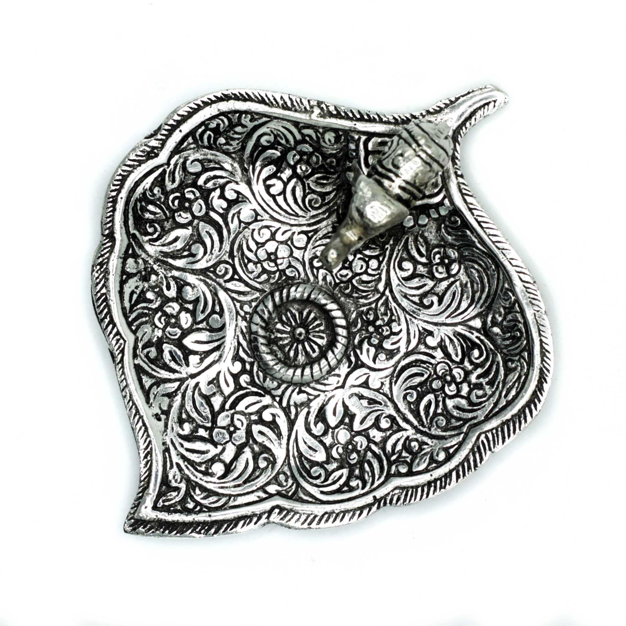 Polished Aluminium Elephant Leaf Incense Holder for Unique Decor