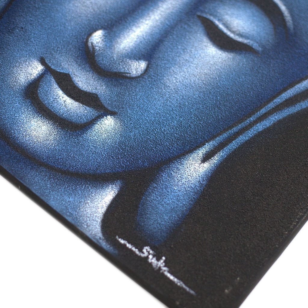 Buddha Painting in Blue Sand Finish for Elegant Home Decor Ideas