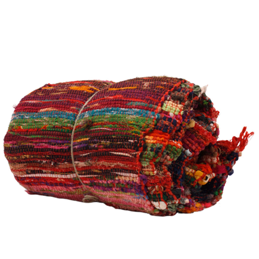 150 x 90cm Luxury Rag Rug in Vibrant Red for Home Aesthetics