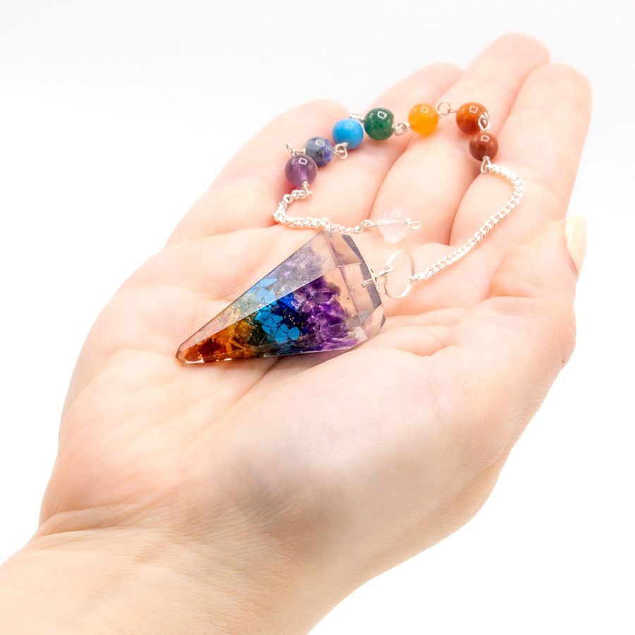 Orgonite Power Chakra Pendulum with Vibrant Chakra Colours