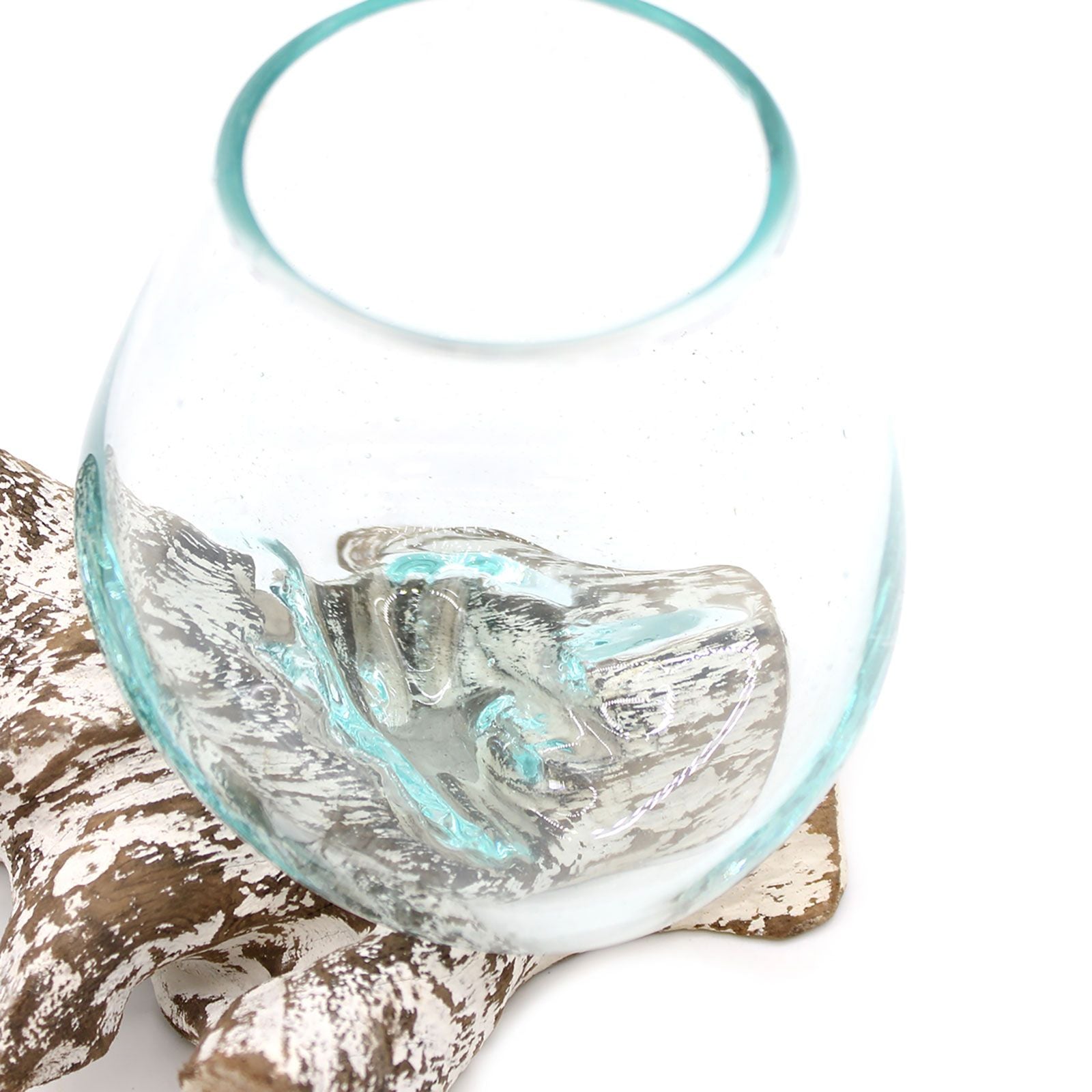 Molten Glass on Whitewash Wood Small Bowl for Home Decor