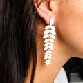 Pearl Vintage Glass Long Drop Earrings for Elegant Occasions