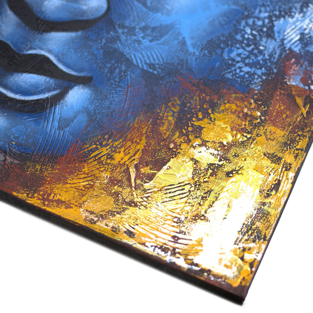 Buddha Painting Blue Face Abstract Art for Elegant Home Décor