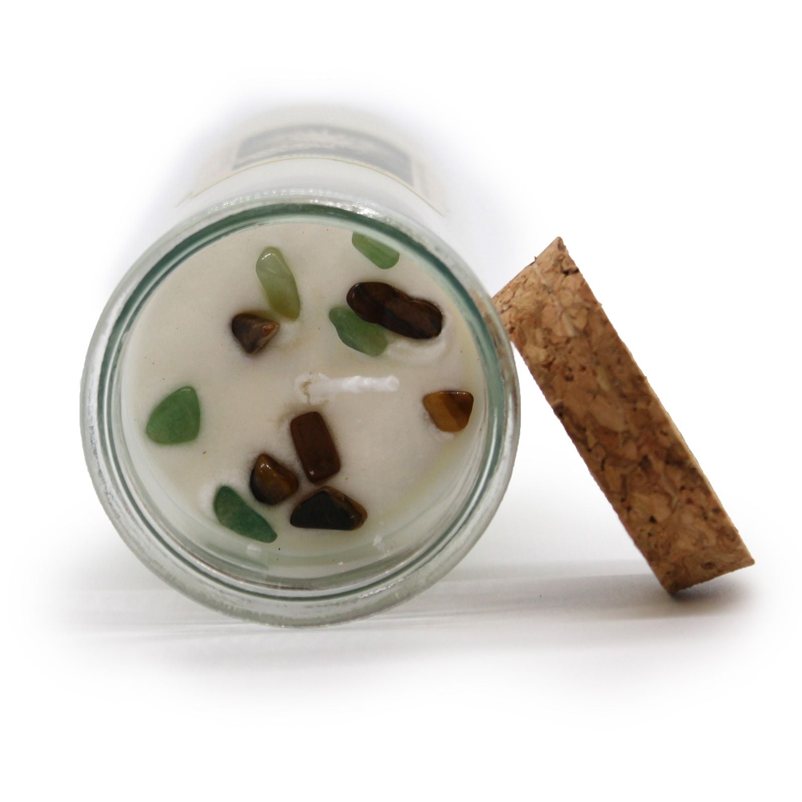 Magic Spell Candle Prosperity with Tiger Eye and Green Aventurine