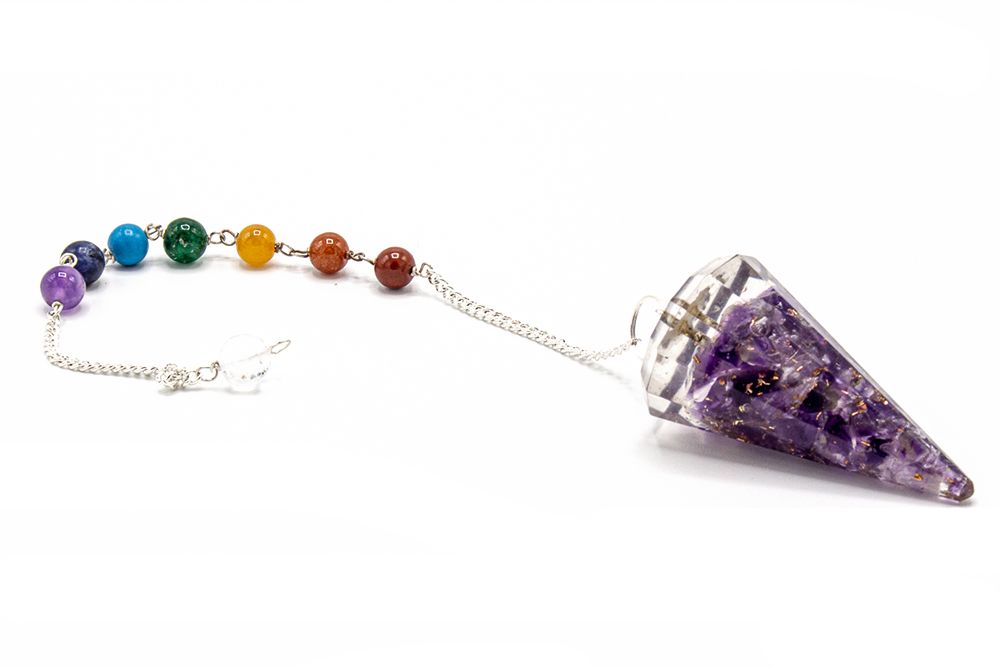 Orgonite Power Chakra Pendulum with Angel Wing Decorative Design