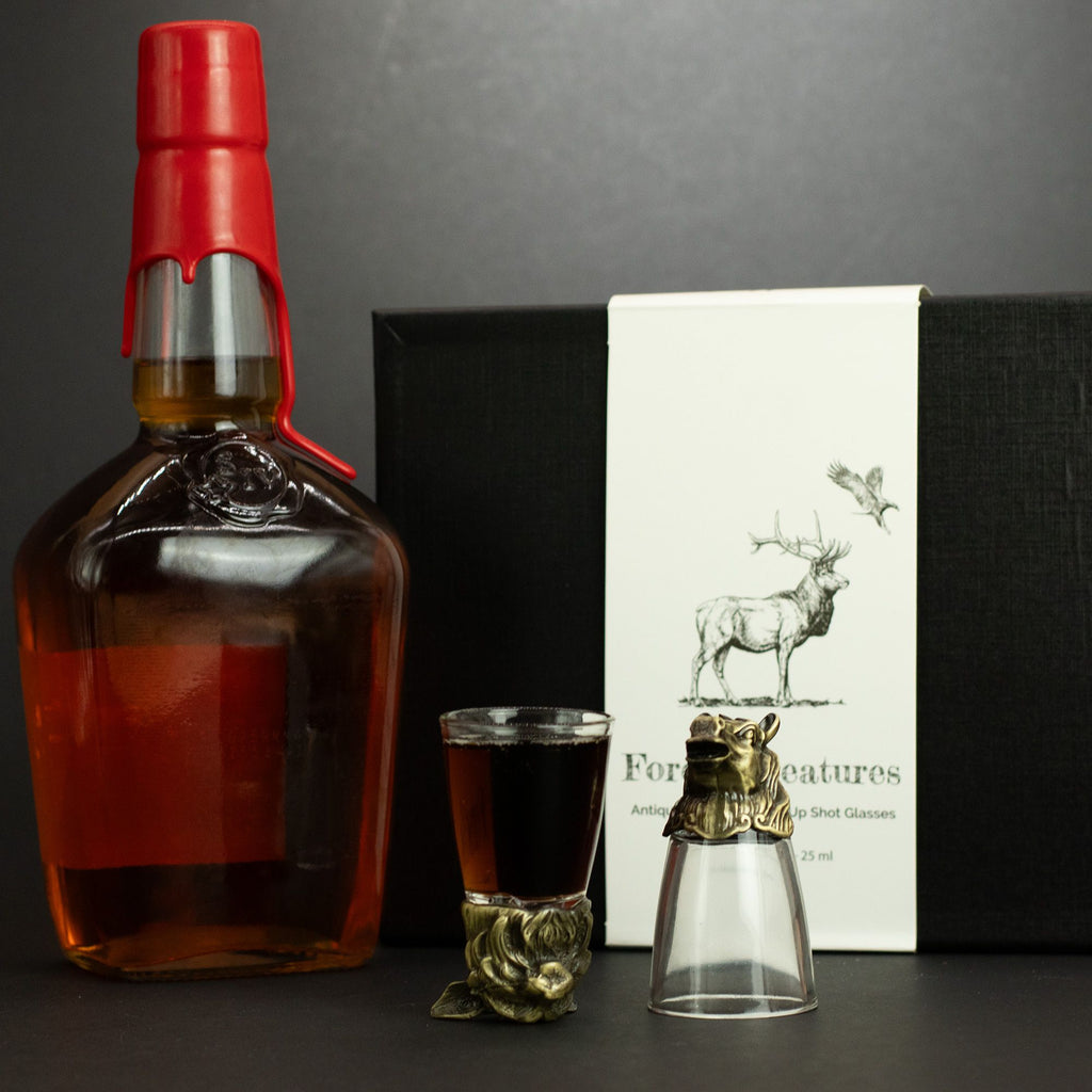 Gift Set of 12 Bottom Up Shot Glasses with Mystical Creatures