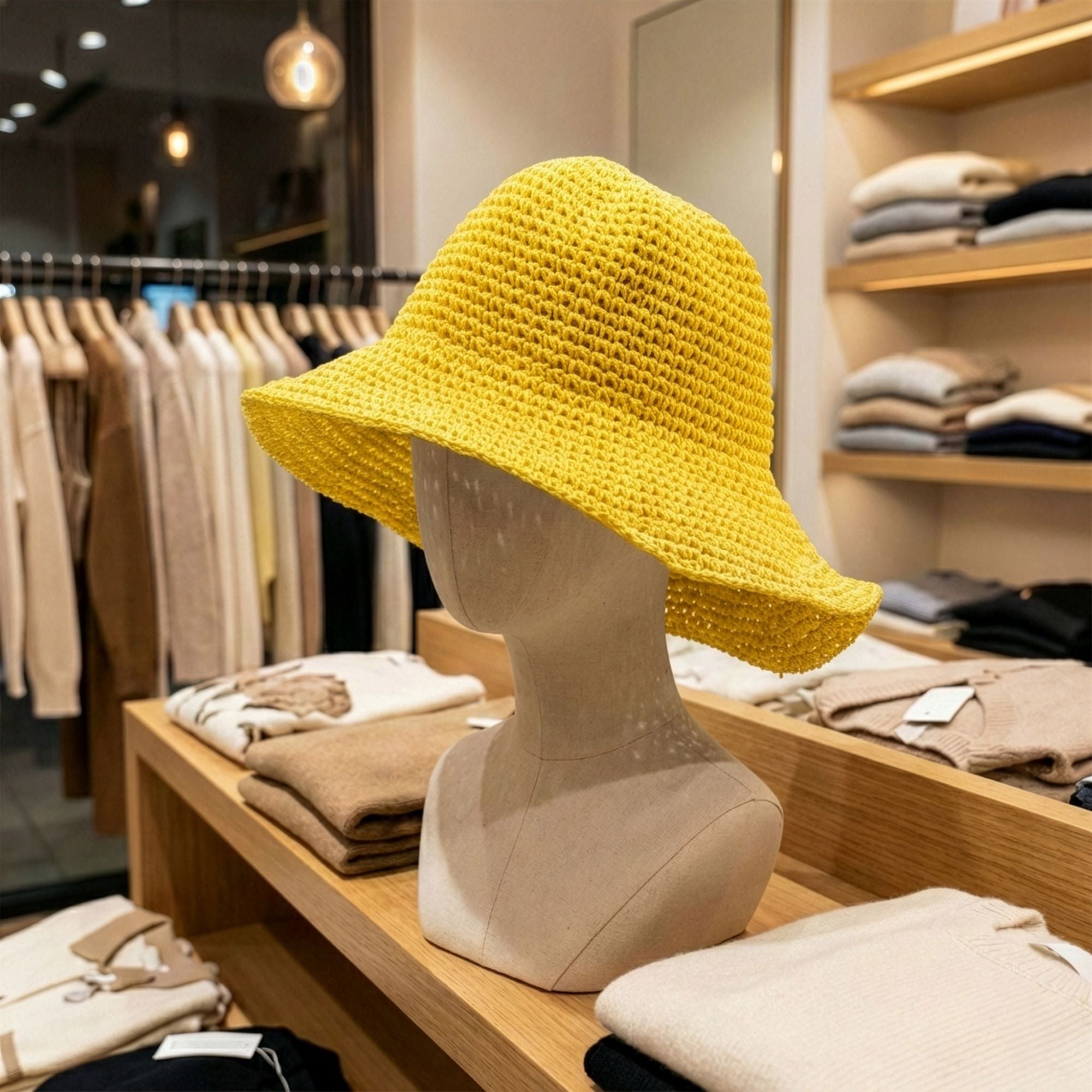 Nomad Sari Floppy Straw Sun Hat in Bright Yellow for Summer Fun