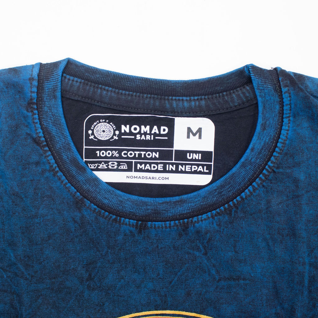 Nomad Sari Stonewashed Cotton T Shirt Stay Wild Moon Child Blue