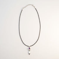 Indian Devotional Pendant - Silver Plated (45cm Cord)- Goddess Amethyst