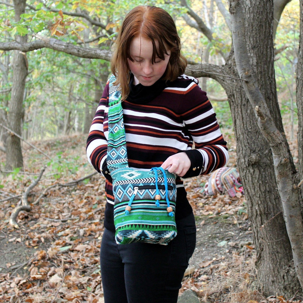 Stylish Teal Jacquard Sling Bag for Casual Everyday Adventures