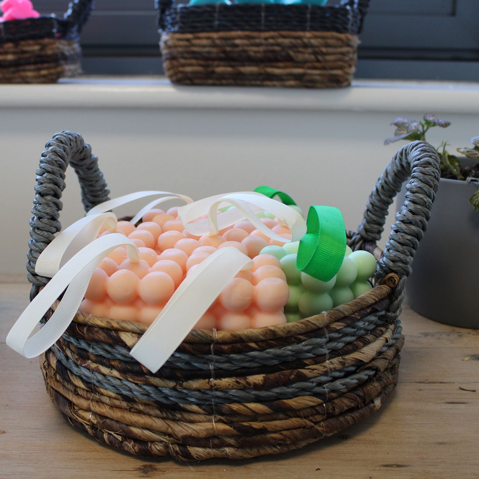 Banana Leaf & Abu Abu Raffia Basket Set of 2 for Home Storage