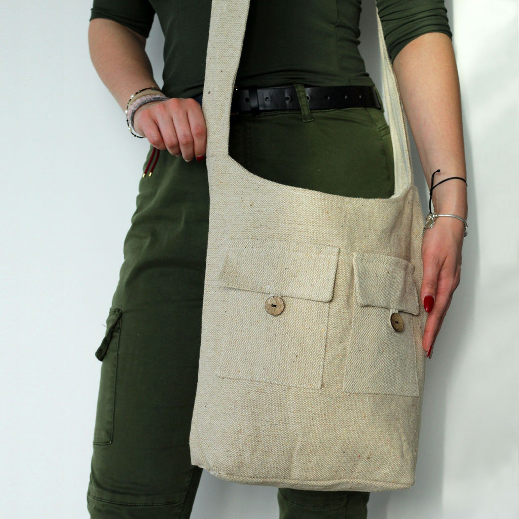 Natural Tones Large Two Pocket Bags for Everyday Use and Style