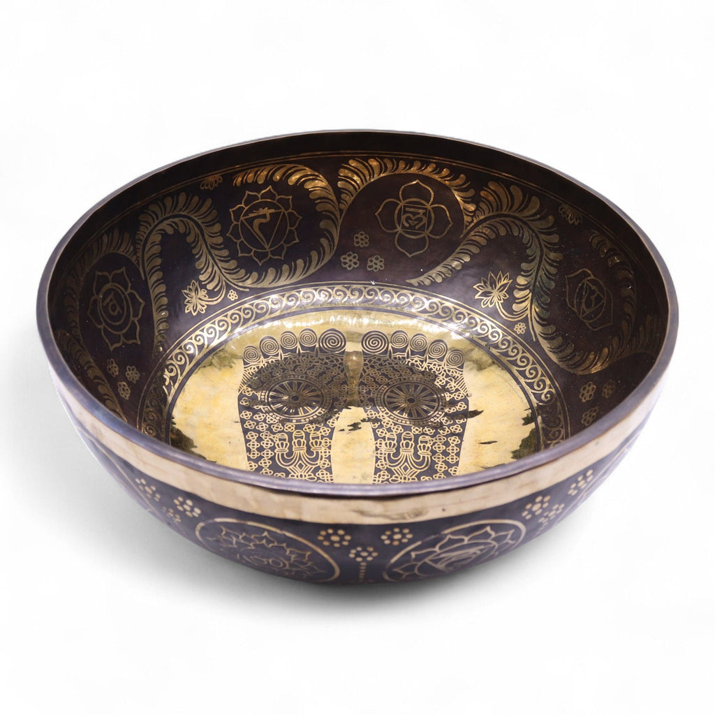 Engraved Huge Vibrational Feet Standing Bowl for Sound Therapy Use