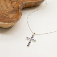 Indian Devotional Pendant - Silver Plated (45cm Chain)- Ionite Crucifix