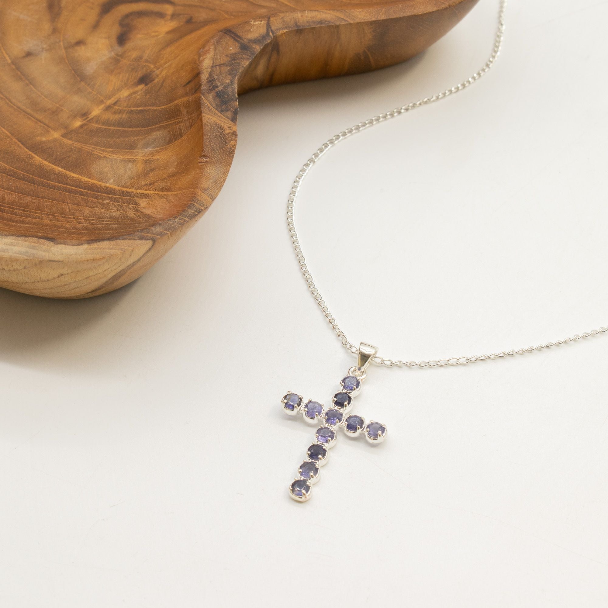 Indian Devotional Pendant with Silver Plated Ionite Crucifix