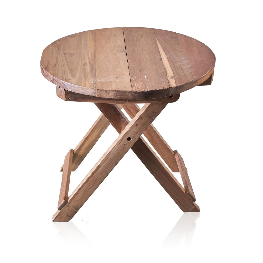 Round Folding Coffee Table 50cm Unique Recycled Wood Design Piece