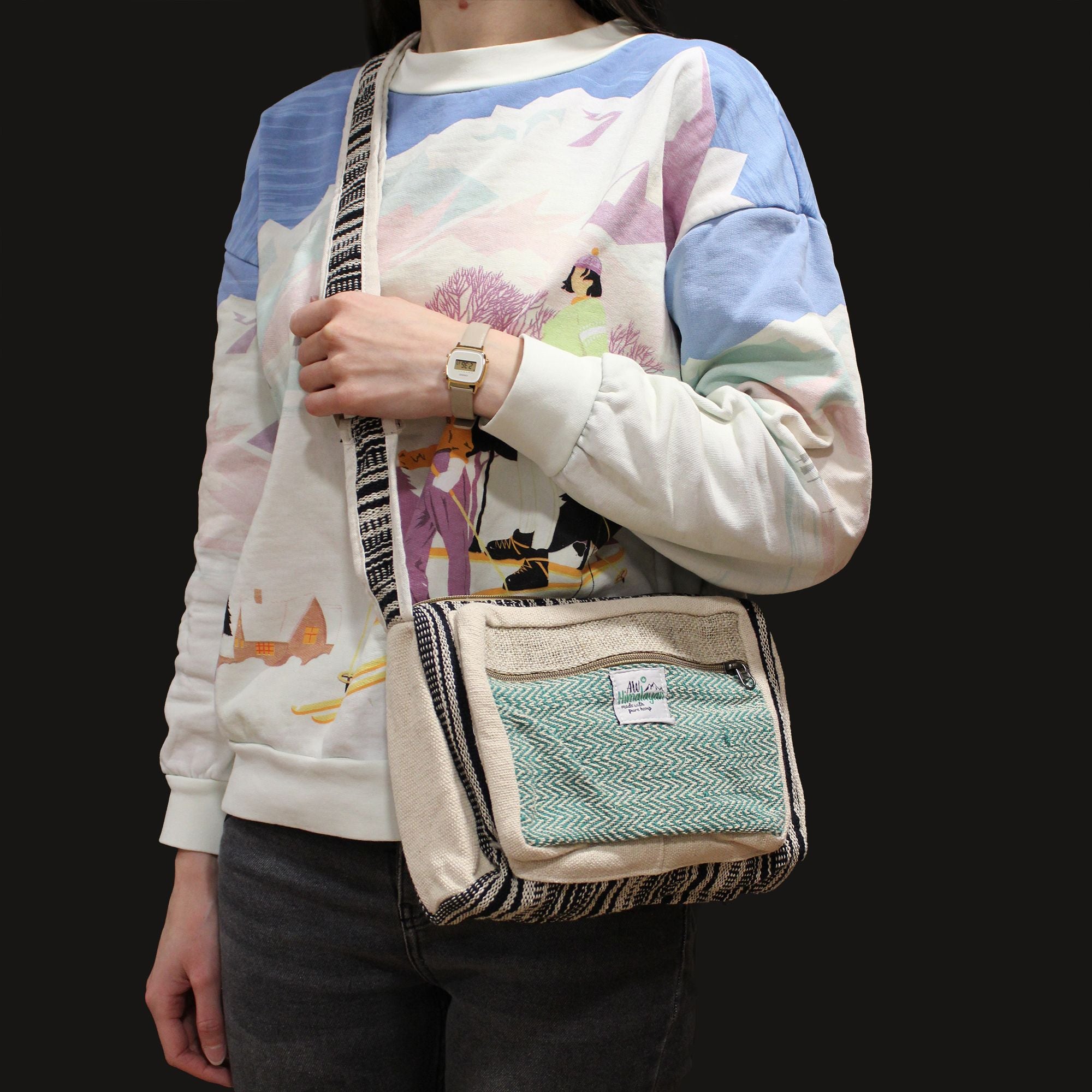 Messenger Bag in Assorted Colours Made from Hemp and Cotton