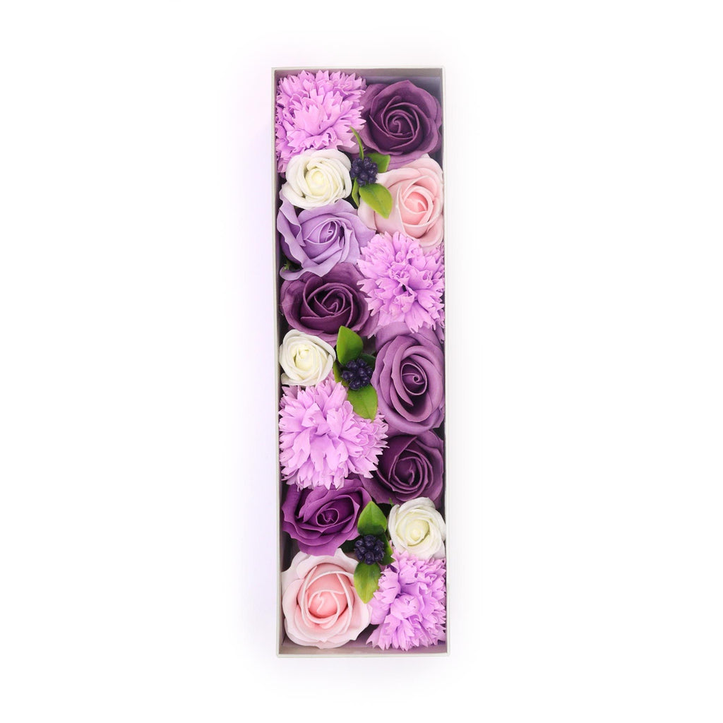 Long Box of Lavender Rose and Carnation Soap Flower Gift Set