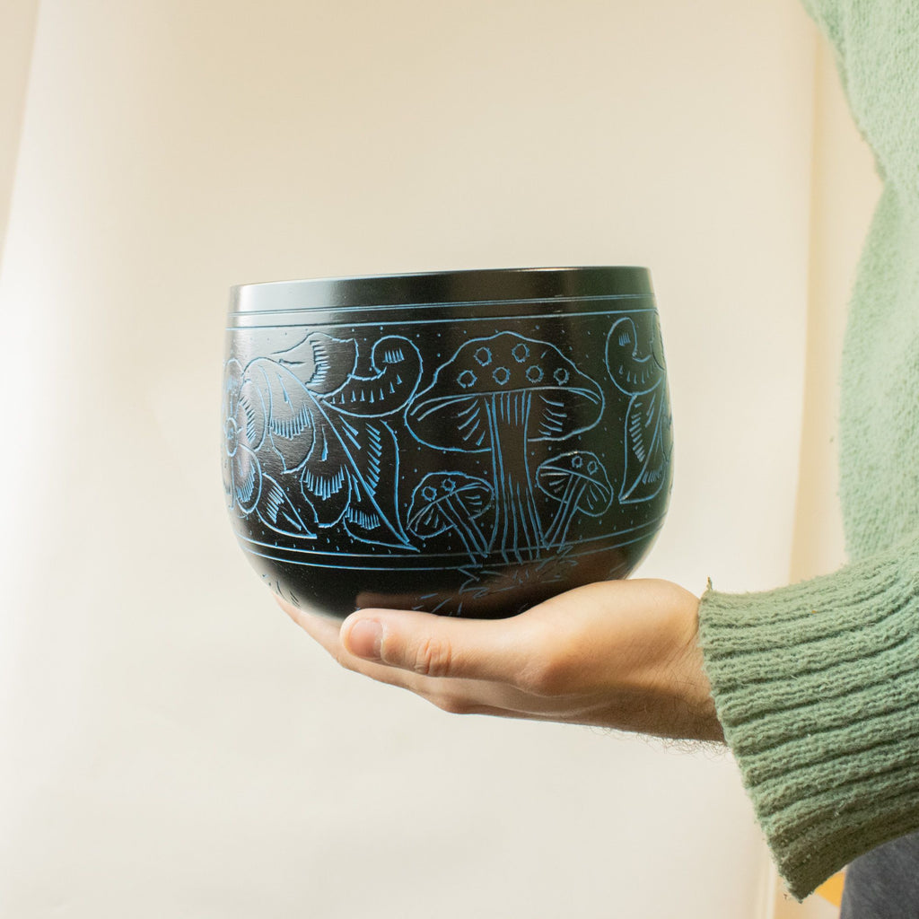 Magic Mushroom Blue Cauldron Singing Bowl for Meditation Spaces