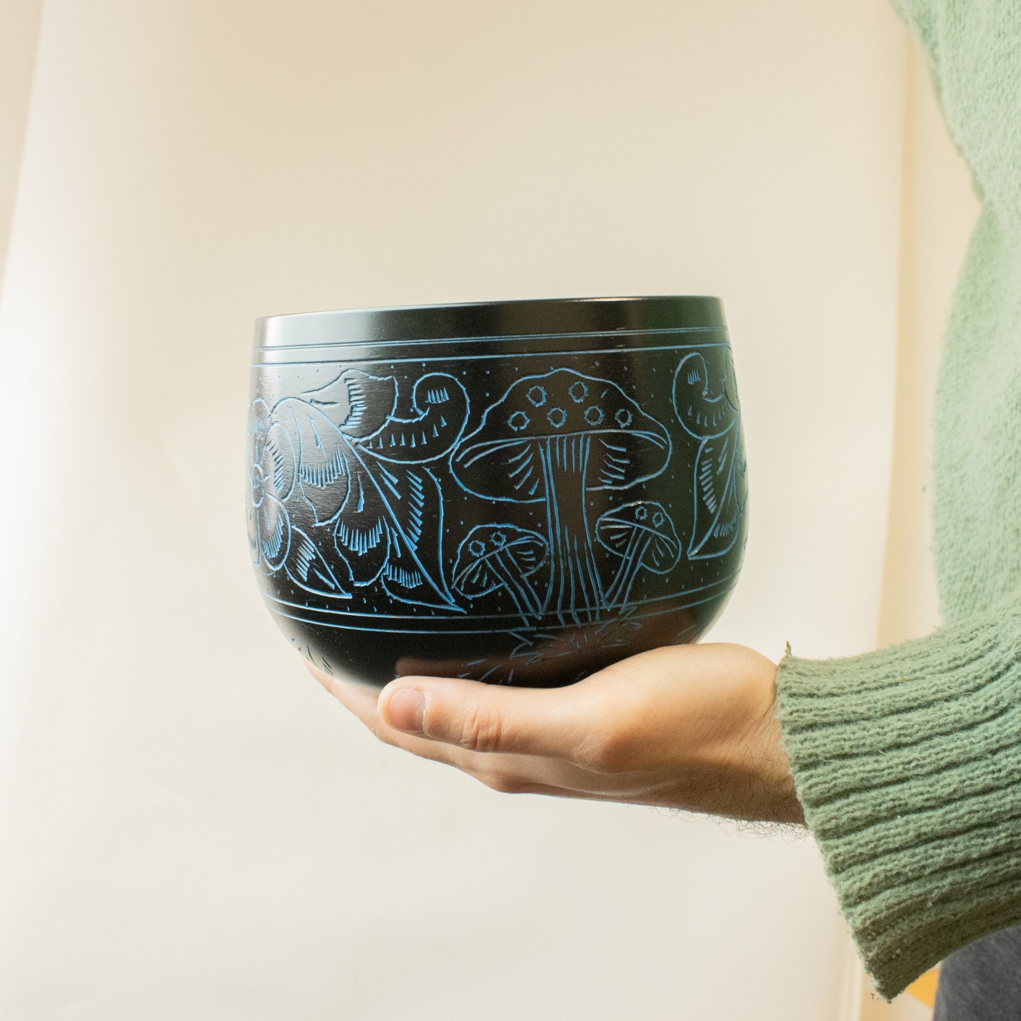 Magic Mushroom Blue Cauldron Singing Bowl for Meditation Spaces