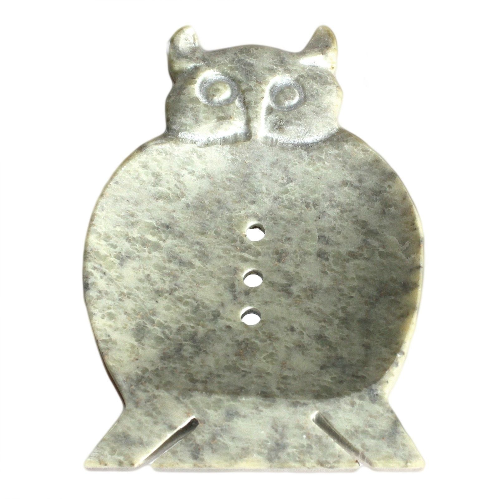 Large Owl Design Soapstone Dish for Elegant Bathroom Decor