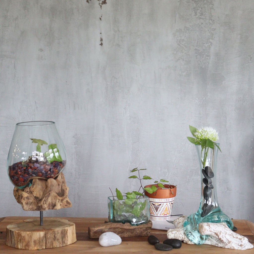 Stunning Molten Glass on Wood Vase for Unique Home Decor