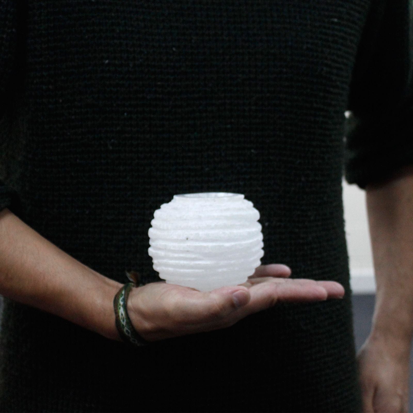 Selenite Snowball Candle Holder Unique 8 cm for Home Decor