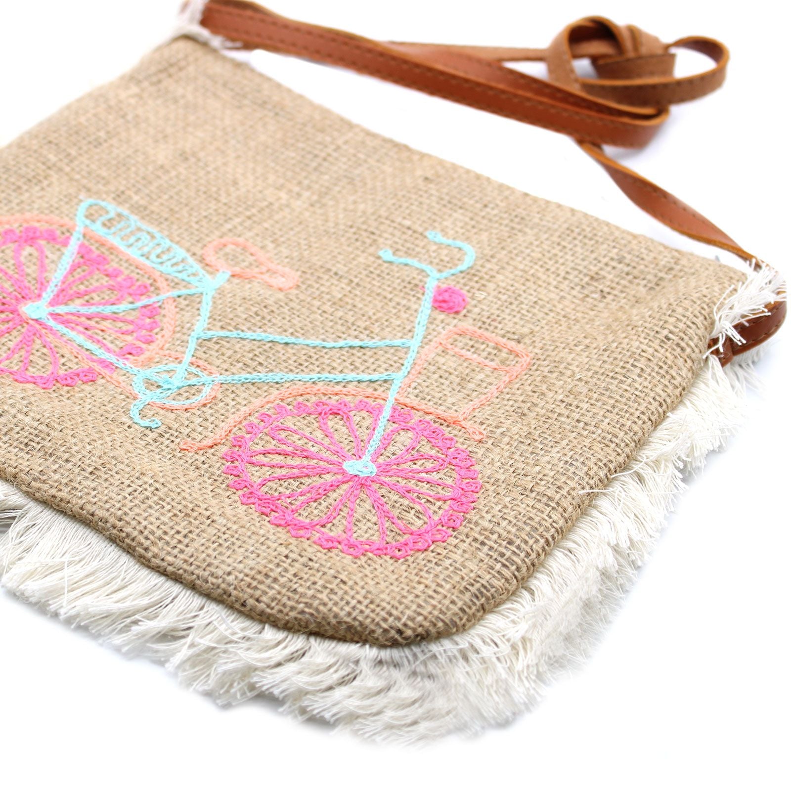 Fab Fringe Bag with Bicycle Embroidery for Stylish Outings and Events