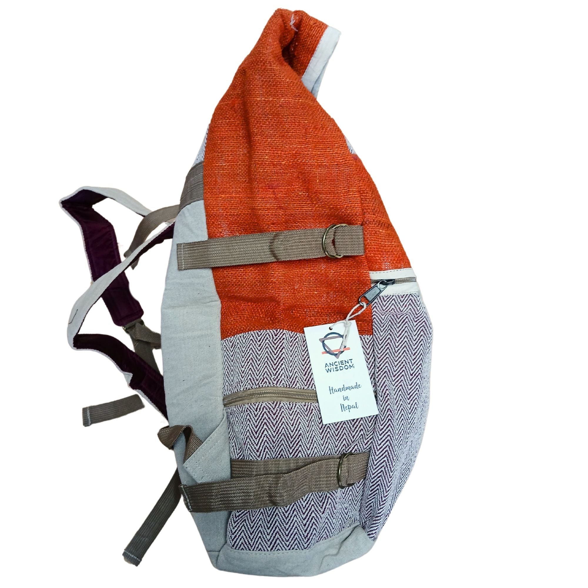 Hemp Trekking Rolling Backpack in Sunset Orange for Adventurers