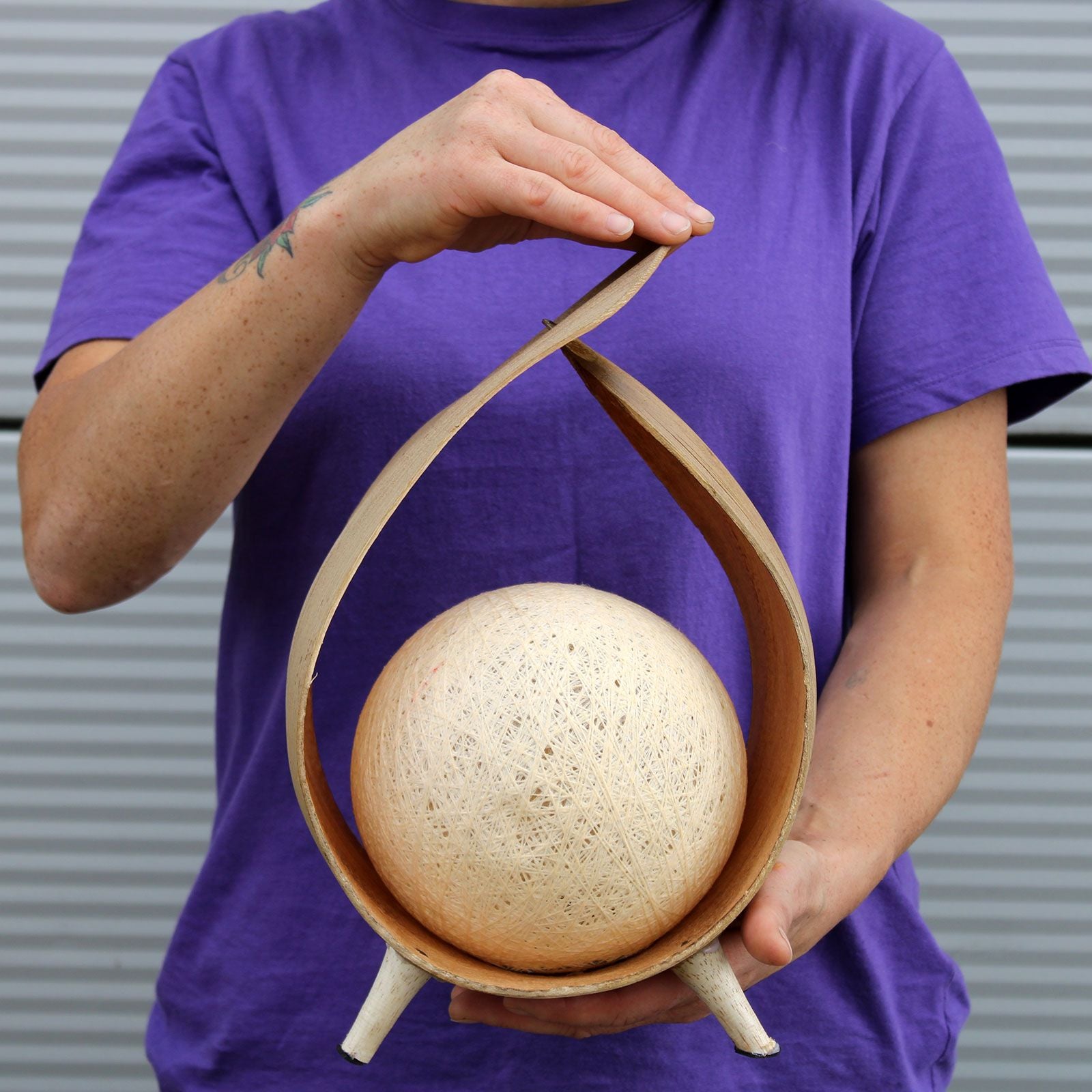 Natural Coconut Lamp with Unique Loop Design for Home Décor